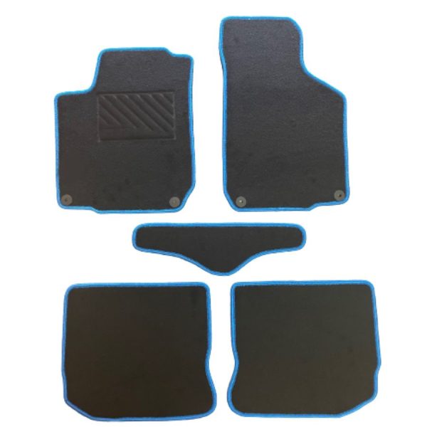 Πατάκια από μοκέτα Οικονομικής Ποιότητας μαύρα συμβατά με VW Golf 4 Με Μπλε Ρέλι μοντ. 1998-2003  5τμχ