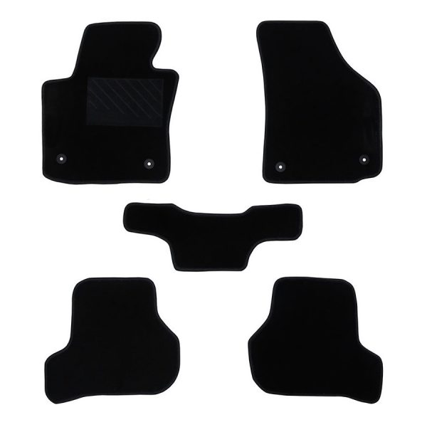 Πατάκια από μοκέτα Οικονομικής Ποιότητας μαύρα για Seat Leon 2 μοντ. 2005-2012 με στρογγυλά κουμπώματα 5τμχ