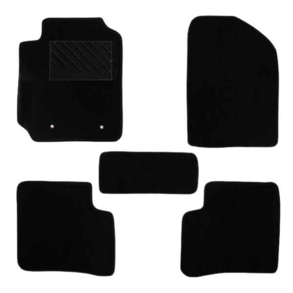 Πατάκια από μοκέτα Ποιότητας Πολυτελείας μαύρα για Toyota Yaris 1st Gen μοντ. 1999-2005  με στρογγυλά κουμπώματα 5τμχ