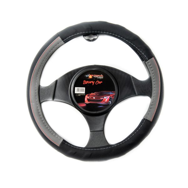 Supernova Δερμάτινο Κάλυμμα Τιμονιού 36-37cm Μαύρο/Γκρι