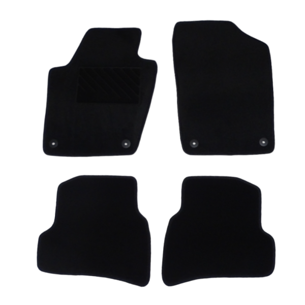 Πατάκια από μοκέτα Οικονομικής Ποιότητας μαύρα για VW Polo 5th generation μοντ. 2009-2017 με στρογγυλά κουμπώματα 4τμχ