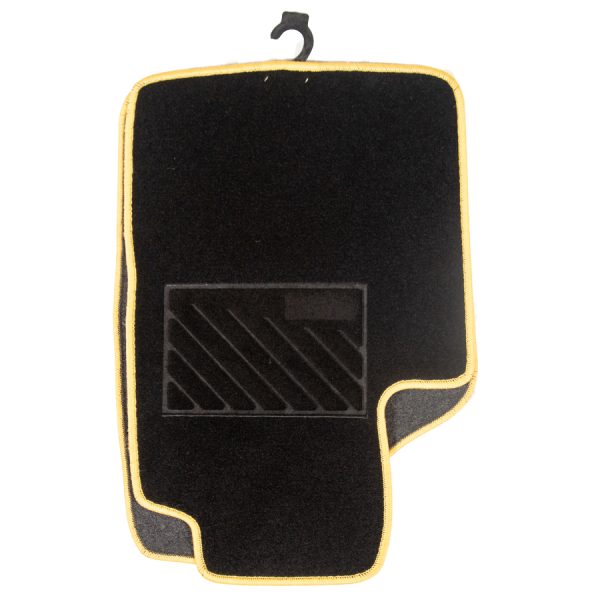 Πατάκια Αυτοκινήτου Commercial Ποιότητας Universal , Μαύρο με κίτρινο ρέλι 5 τμχ.